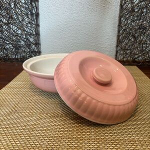 Vintage Pink Hall Ceramic Casserole Dish with Lid